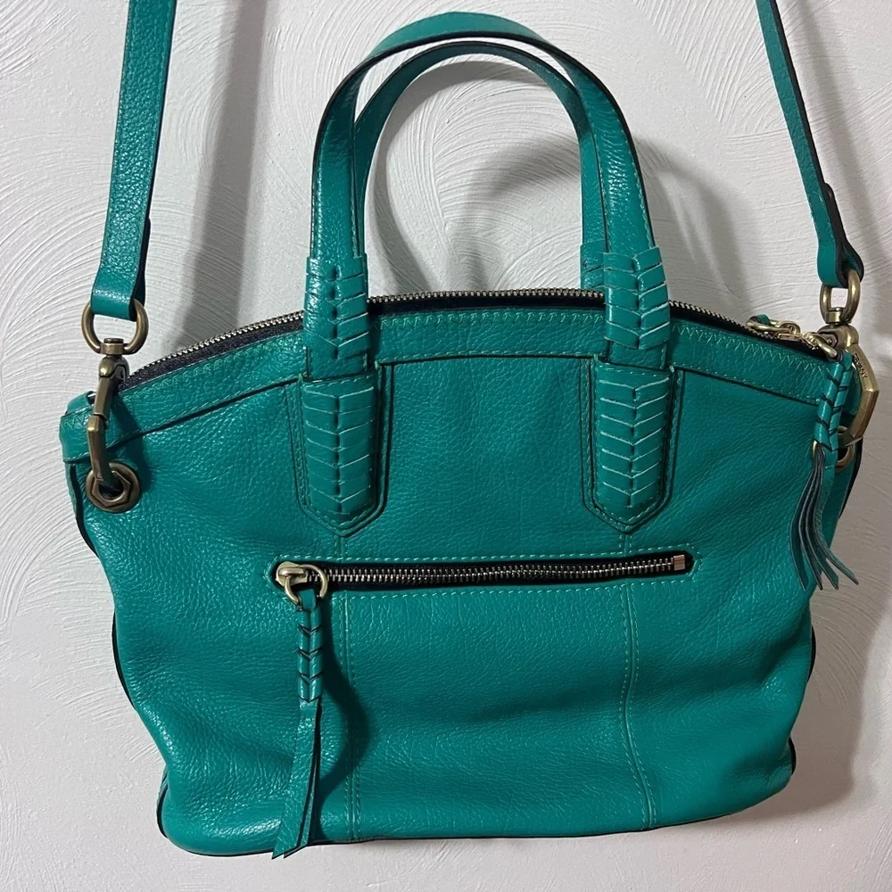 orYANY Green Pebbled Leather Medium Shoulder Bag